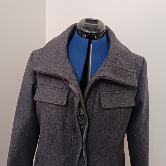 Green With Envy Womans Wool Blend Peacot Gray Sz Large Pockets Buttons - Picture 4 of 15